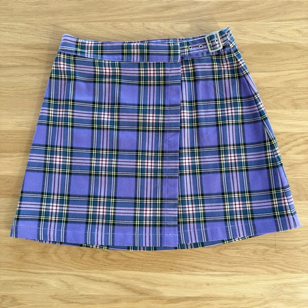 Brandy Melville Cara Skirt & Vivian Top Purple Plaid Matching Set Y2K - Picture 6 of 11
